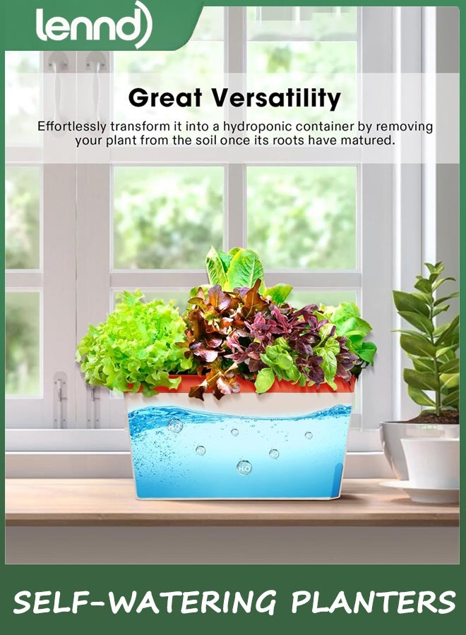 لينند أحواض زراعة ذاتية الري، عبوة من 3 قطع، صندوق زراعة أعشاب صغير الحجم 27 سم، مناسب للنباتات الداخلية والخارجية، مثالي للريحان والزهور والنباتات العصارية - Image 5